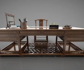 New Chinese Style Computer Desk And Chair-ID:678004187