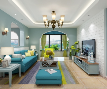 Mediterranean Style A Living Room-ID:508418884