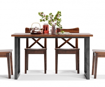 Industrial Style Dining Table And Chairs-ID:606126721