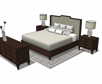 New Chinese Style Double Bed-ID:573290256