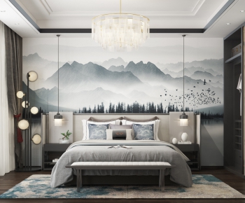 New Chinese Style Bedroom-ID:496252727