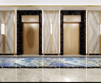 New Chinese Style Office Elevator Hall-ID:707959664