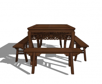 中式实木四方餐桌椅-ID:235729325