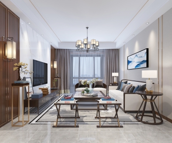 New Chinese Style A Living Room-ID:641979919