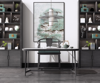 New Chinese Style Computer Desk And Chair-ID:744227562