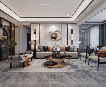New Chinese Style A Living Room-ID:254703883