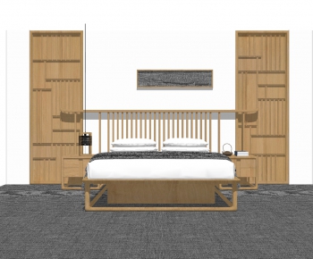 New Chinese Style Double Bed-ID:891857885