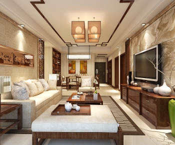 New Chinese Style A Living Room-ID:867325882