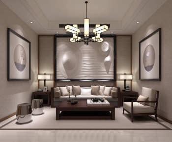 New Chinese Style A Living Room-ID:490992777