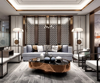 New Chinese Style A Living Room-ID:408624578
