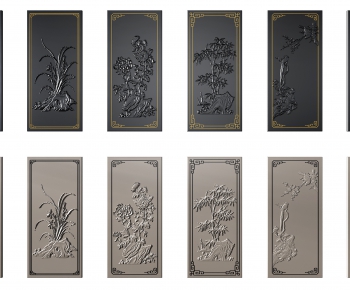 新中式浮雕护墙板门板组合-ID:954704952