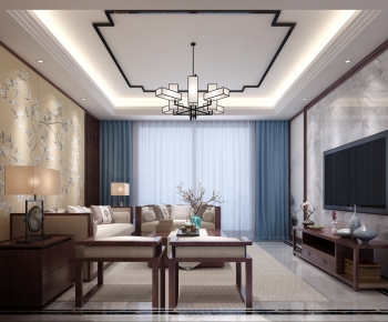 New Chinese Style A Living Room-ID:393229385