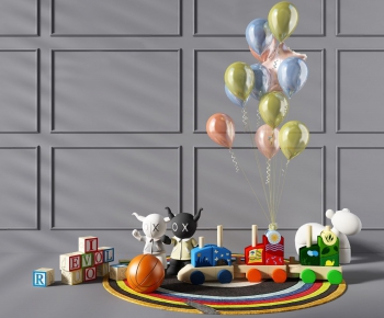 现代小孩房玩具车气球公仔魔方篮球地毯摆件-ID:207782671