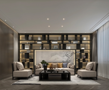 New Chinese Style A Living Room-ID:654372974