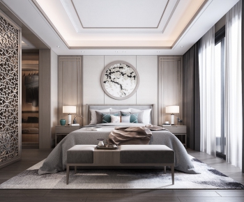 New Chinese Style Bedroom-ID:875145283