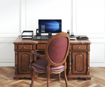 European Style Computer Desk And Chair-ID:730638589