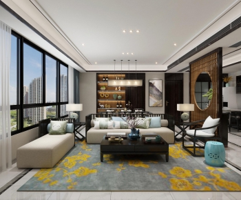 New Chinese Style A Living Room-ID:799093441