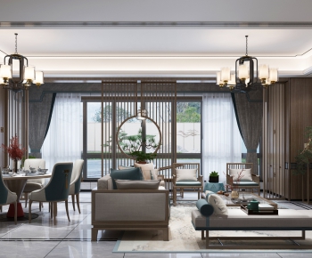 New Chinese Style A Living Room-ID:821092347