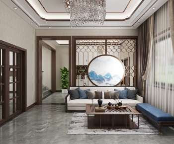 New Chinese Style A Living Room-ID:241357867