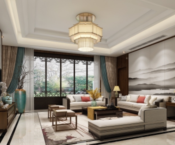 New Chinese Style A Living Room-ID:975588912