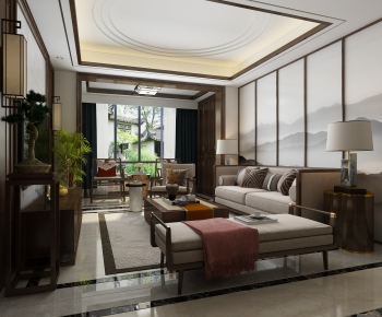 New Chinese Style A Living Room-ID:968520534