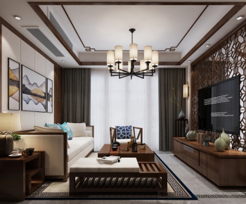 New Chinese Style A Living Room-ID:551034189