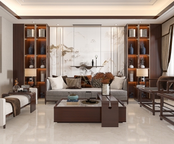 New Chinese Style A Living Room-ID:794463796
