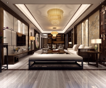 New Chinese Style A Living Room-ID:548191592