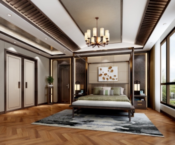 New Chinese Style Bedroom-ID:624865411