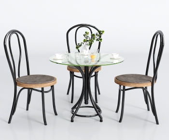 Industrial Style Dining Table And Chairs-ID:751369771