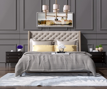 American Style Simple European Style Double Bed-ID:489498883