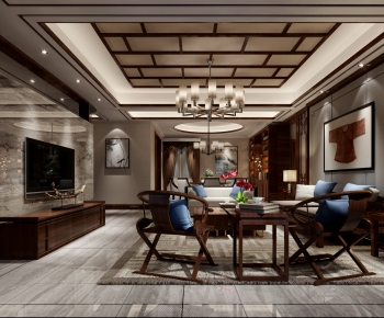 New Chinese Style A Living Room-ID:830282643