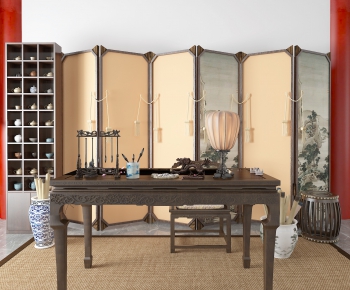 Chinese Style Computer Desk And Chair-ID:646005584