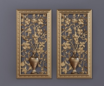 简欧花格屏风隔断浮雕-id:711676