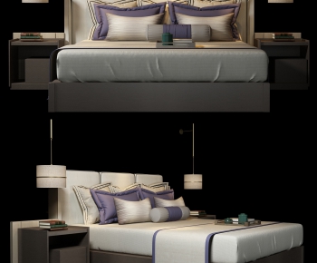 New Chinese Style Double Bed-ID:956411182
