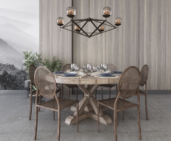 Industrial Style Dining Table And Chairs-ID:756986393