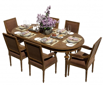 American Style Dining Table And Chairs-ID:582563911