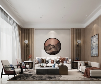 New Chinese Style A Living Room-ID:259157436