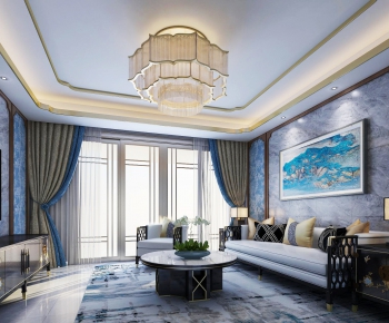 New Chinese Style A Living Room-ID:621191551