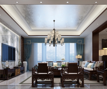 Chinese Style A Living Room-ID:901235648