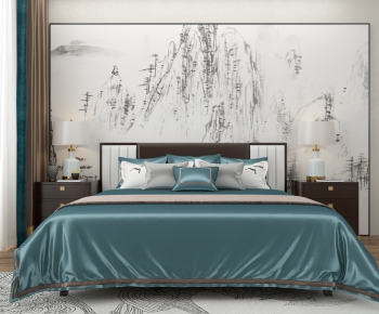 New Chinese Style Double Bed-ID:553392483