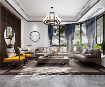 New Chinese Style A Living Room-ID:590774934