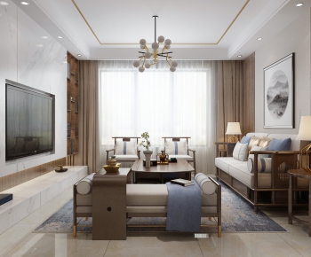 New Chinese Style A Living Room-ID:851127518