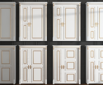Simple European Style Unequal Double Door-ID:908199973