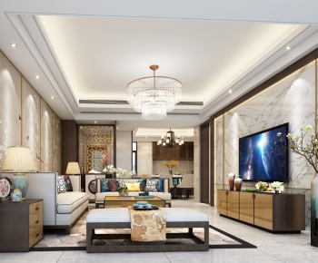 New Chinese Style A Living Room-ID:326745866