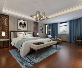 New Chinese Style Bedroom-ID:666416829