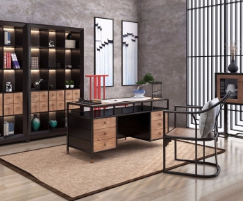 New Chinese Style Computer Desk And Chair-ID:453355443