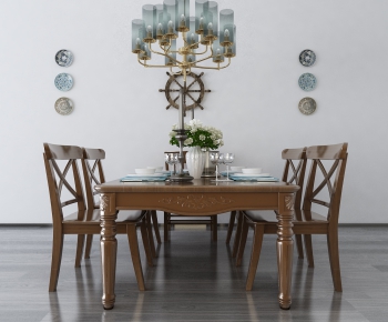 American Style Dining Table And Chairs-ID:783365261
