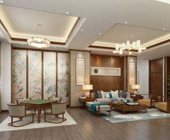 New Chinese Style A Living Room-ID:529689745