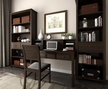 American Style Computer Desk And Chair-ID:762157532